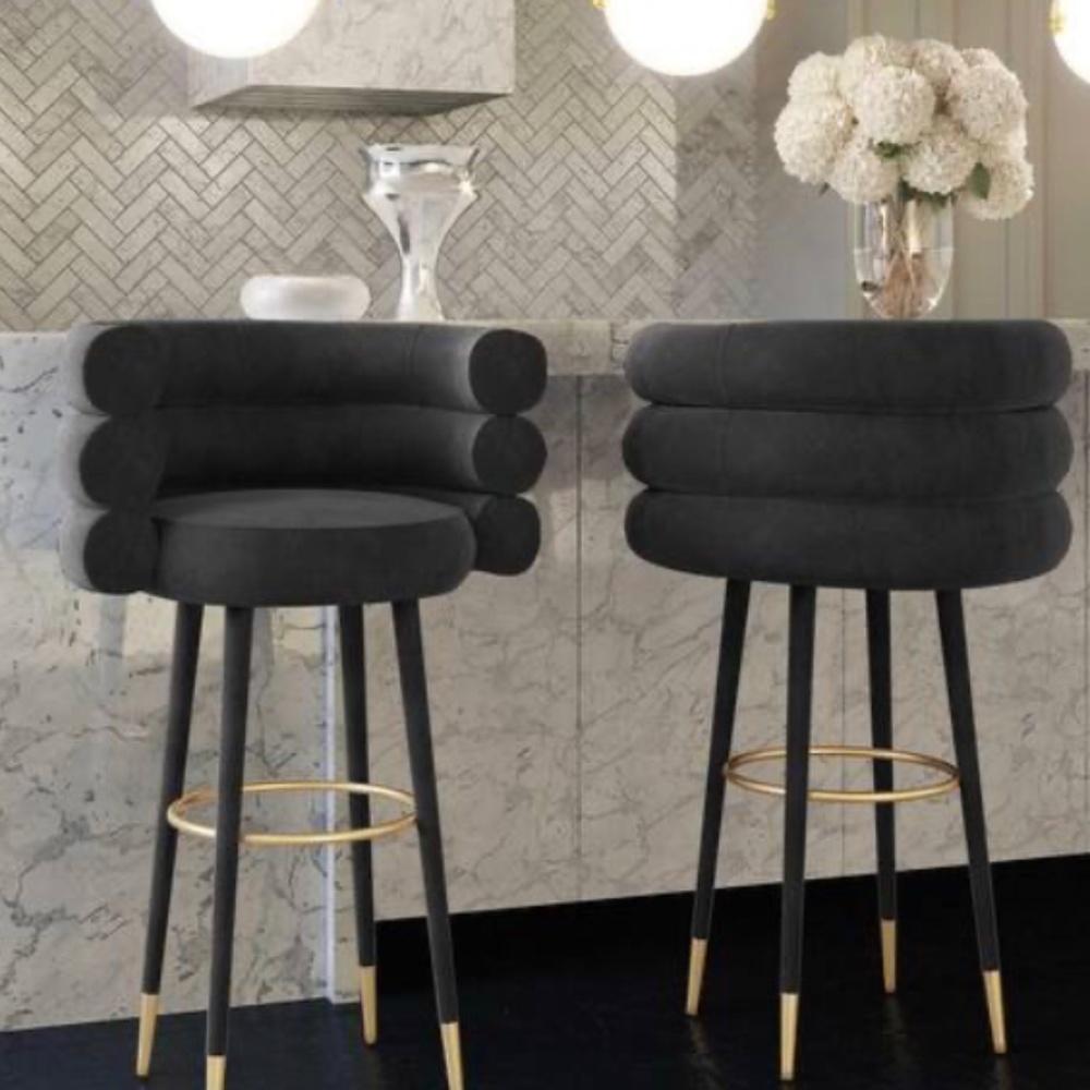 Strick & Bolton Laffut Velvet/ Gold Stainless Steel Counter Stool set of 2. New